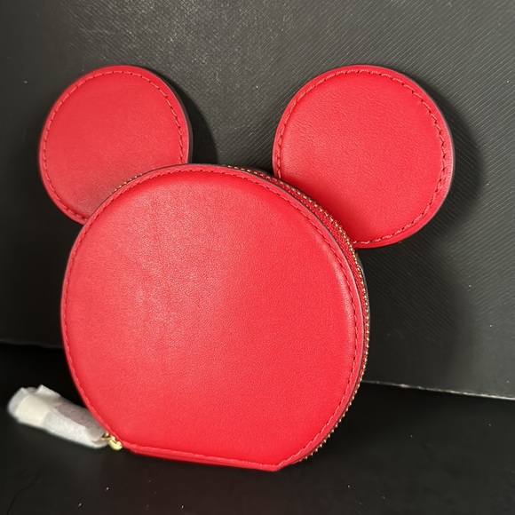 COACH X Disney Mickey Mouse Limited Edition Coin Purse Red Leather Ears Case NWT - Picture 8 of 10